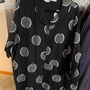 Chic Black and Gray Polka Dot Women's Button Down Shirt